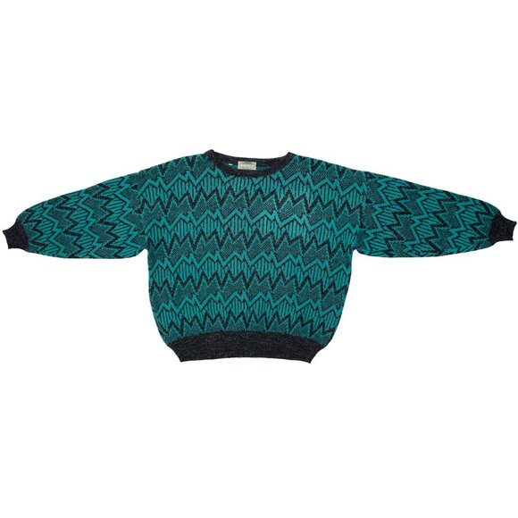 VAPORE (Italy) 80s Vintage Jacquard ZigZag Motif